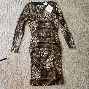 Carmen Marc Valvo animal print bodycon dress S